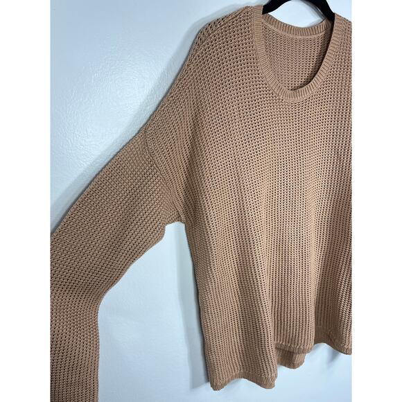 Lululemon Easy Embrace Long Sleeve Sweater Beech Wood Tan Cotton L / XL - Picture 3 of 10